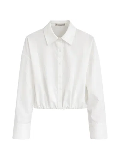 Alice And Olivia Tobie Button-fastening Relaxed-fit Crop Shirt In White
