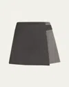 Alice And Olivia Toni Asymmetric Pleated Skirt In Charcoal Grey Melange