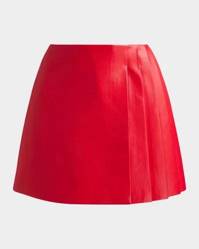ALICE AND OLIVIA TONI PLEATED VEGAN LEATHER MINI SKIRT