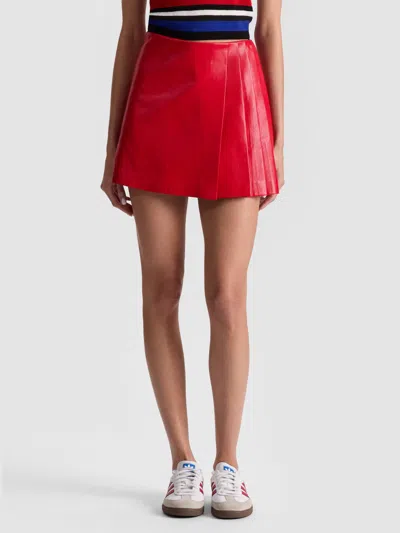 Alice And Olivia Toni Faux Leather Skirt In Red
