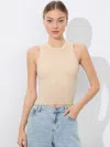 Alice And Olivia Tonita Ribbed Tank In Oatmeal Heather