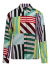 Alice And Olivia Willa Placket Top Sorbet Stripe In Multicolour