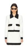 Alice And Olivia Topher Jacket In Off White & Black