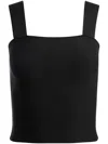 Alice And Olivia Torie Wide Strap Wool-blend Tank In Black