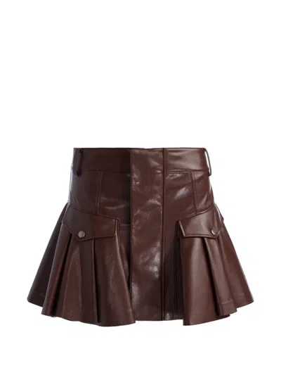 Alice And Olivia Trinity Ruffled Mini Skirt In Brown