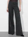 Alice And Olivia Trish Embellished Jean In Maya Charcoal Black/hematite