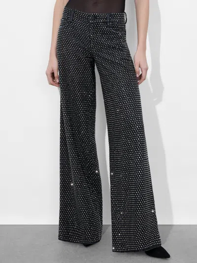 Alice And Olivia Trish Embellished Jean In Maya Charcoal Black/hematite