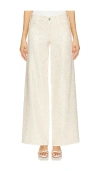 Alice And Olivia Trish Low Rise Embellished Baggy Jean In White