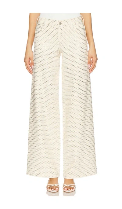Alice And Olivia Trish Low Rise Embellished Baggy Jean In White