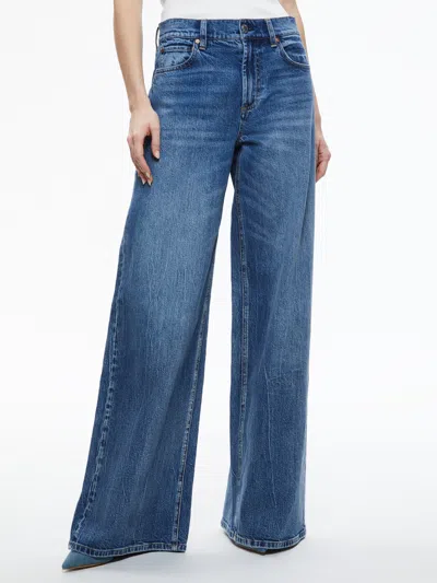 Alice And Olivia Trish Mid-rise Baggy Jeans In Brooklyn Blue