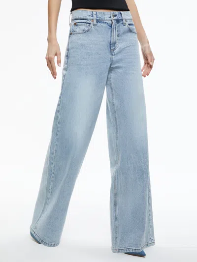 Alice And Olivia Trish Mid Rise Baggy Jean In Rockstar Blue