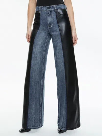 Alice And Olivia Trish Panelled Wide-leg Jeans In Brooklyn Blue