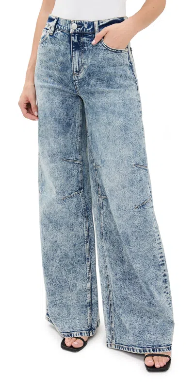 Alice And Olivia Tucker Baggy Jeans With Darted Knees Harlow Vintage Blue