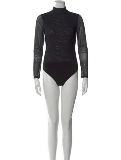 Pre-owned Alice And Olivia Turtleneck Long Sleeve Bodysuit In Black