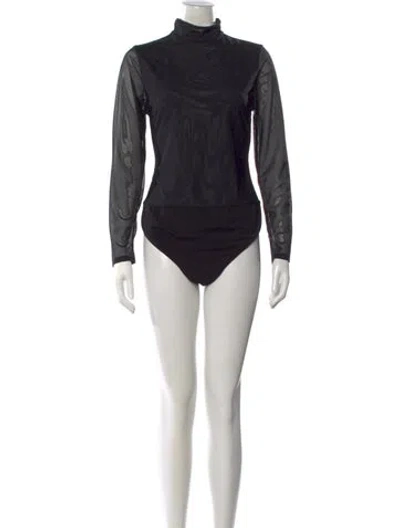 Pre-owned Alice And Olivia Turtleneck Long Sleeve Bodysuit In Black