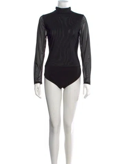 Pre-owned Alice And Olivia Turtleneck Long Sleeve Bodysuit In Black