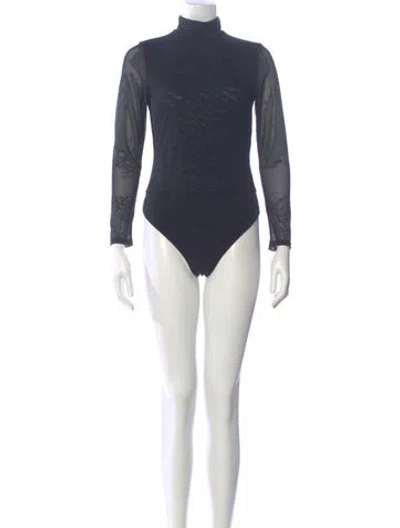 Pre-owned Alice And Olivia Turtleneck Long Sleeve Bodysuit In Blue