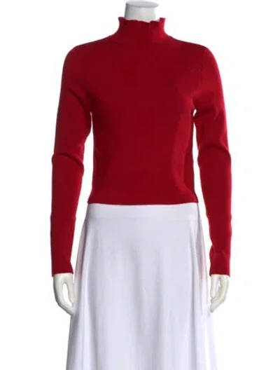 Pre-owned Alice And Olivia Turtleneck Long Sleeve Bodysuit In Red