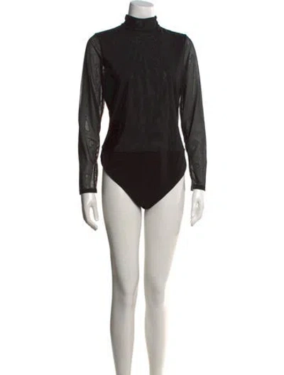 Pre-owned Alice And Olivia Turtleneck Long Sleeve Bodysuit W/ Tags In Black