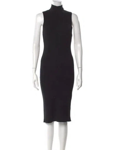 Pre-owned Alice And Olivia Turtleneck Midi Length Dress In Black