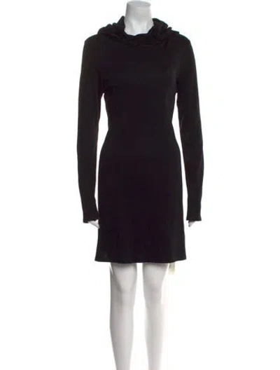 Pre-owned Alice And Olivia Turtleneck Mini Dress In Black