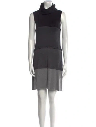 Pre-owned Alice And Olivia Turtleneck Mini Dress In Gray