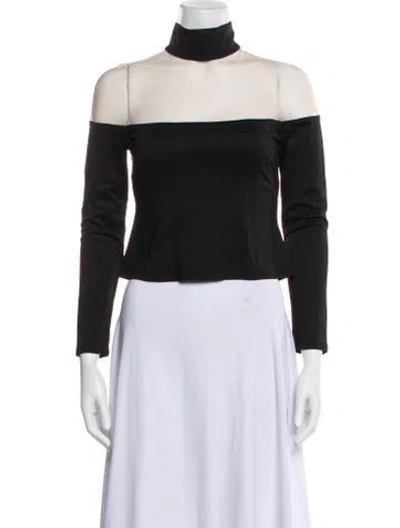 Pre-owned Alice And Olivia Turtleneck Three-quarter Sleeve Crop Top W/ Tags In Black