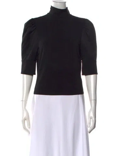 Pre-owned Alice And Olivia Turtleneck Three-quarter Sleeve Top In Black