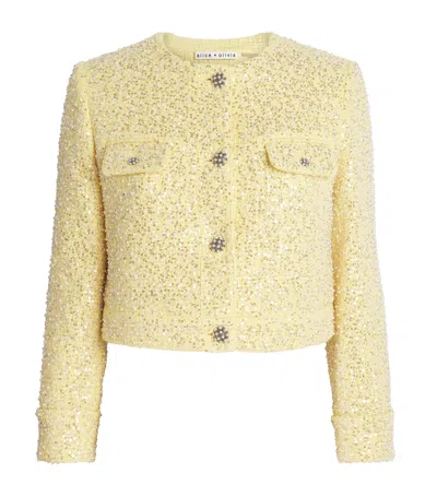 Alice And Olivia Tweed Embellished Lorie Jacket In Brown