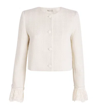 Alice And Olivia Tweed Millie Jacket In Off White