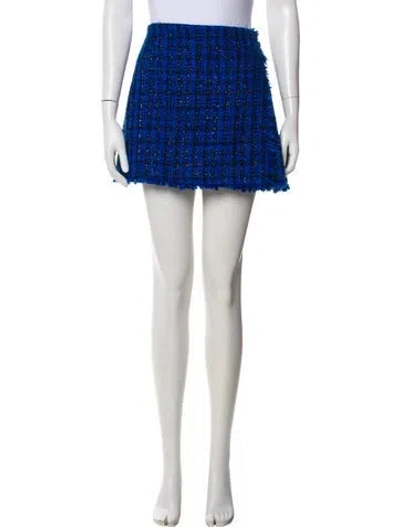 Pre-owned Alice And Olivia Tweed Mini Skirt In Blue