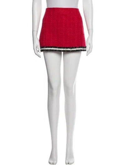 Pre-owned Alice And Olivia Tweed Mini Skirt W/ Tags In Red