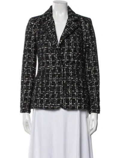 Pre-owned Alice And Olivia Tweed Pattern Blazer In Black