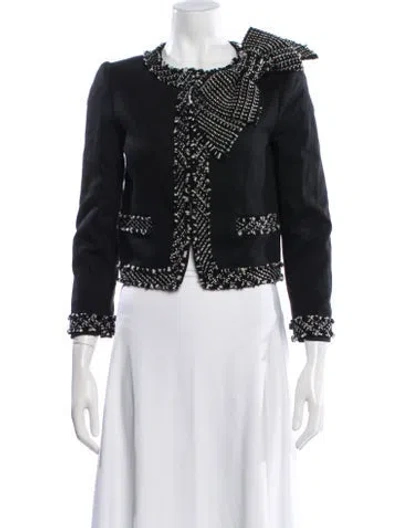 Pre-owned Alice And Olivia Tweed Pattern Blazer In Black