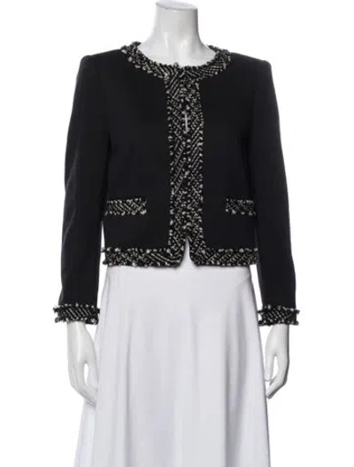 Pre-owned Alice And Olivia Tweed Pattern Blazer In Black