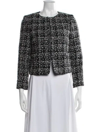 Pre-owned Alice And Olivia Tweed Pattern Blazer In Black