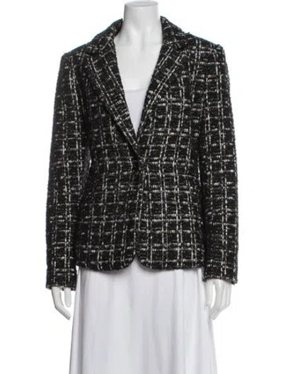 Pre-owned Alice And Olivia Tweed Pattern Blazer In Black