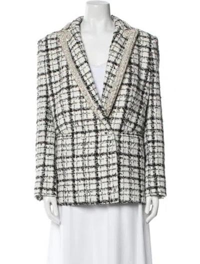 Pre-owned Alice And Olivia Tweed Pattern Blazer In Neutral