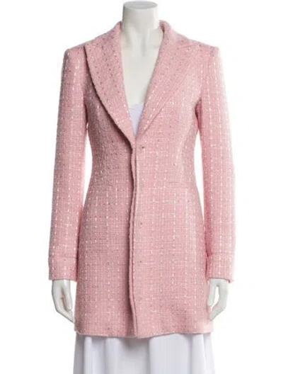 Pre-owned Alice And Olivia Tweed Pattern Blazer In Pink