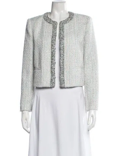 Pre-owned Alice And Olivia Tweed Pattern Blazer W/ Tags In Silver