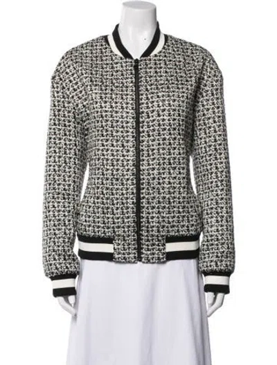 Pre-owned Alice And Olivia Tweed Pattern Bomber Jacket In Multicolor