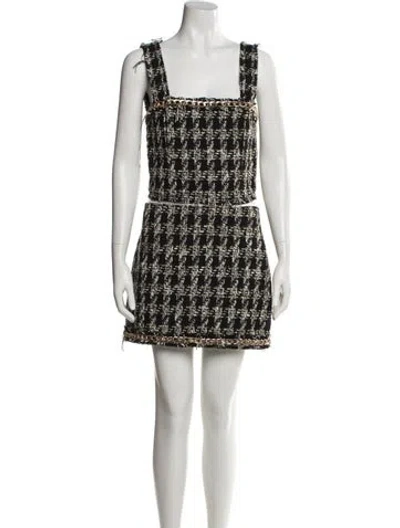 Pre-owned Alice And Olivia Tweed Pattern Chain-link Accents Skirt Set In Multi