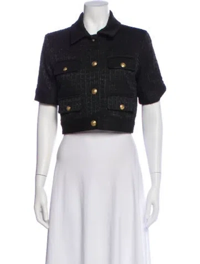 Pre-owned Alice And Olivia Tweed Pattern Denim Jacket In Multi