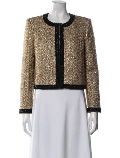 Pre-owned Alice And Olivia Tweed Pattern Evening Jacket