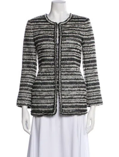 Pre-owned Alice And Olivia Tweed Pattern Evening Jacket In Black
