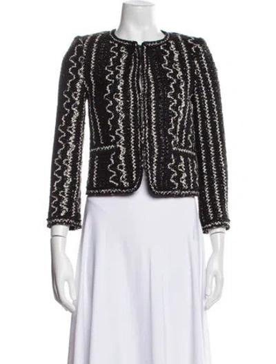 Pre-owned Alice And Olivia Tweed Pattern Evening Jacket In Black
