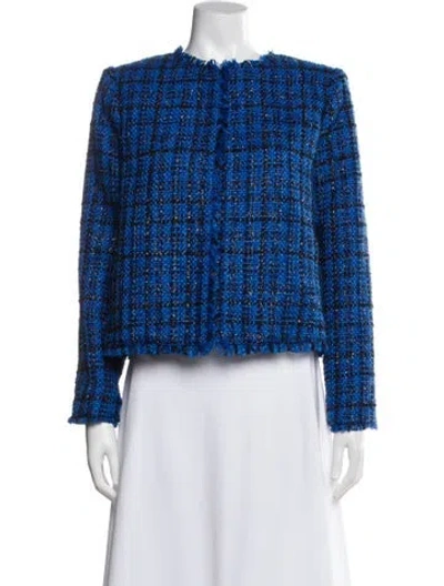 Pre-owned Alice And Olivia Tweed Pattern Evening Jacket In Blue