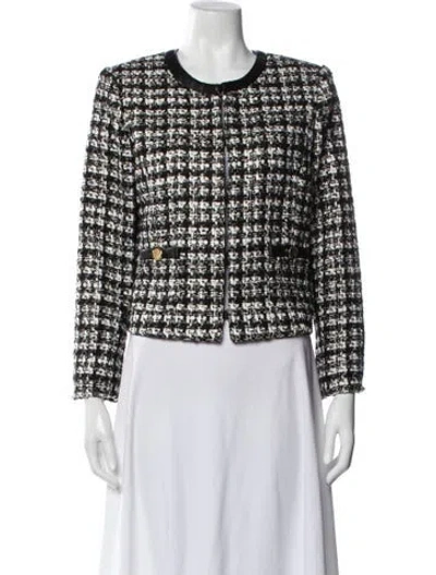 Pre-owned Alice And Olivia Tweed Pattern Evening Jacket In Multi