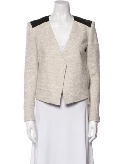 Pre-owned Alice And Olivia Tweed Pattern Evening Jacket In Neutral