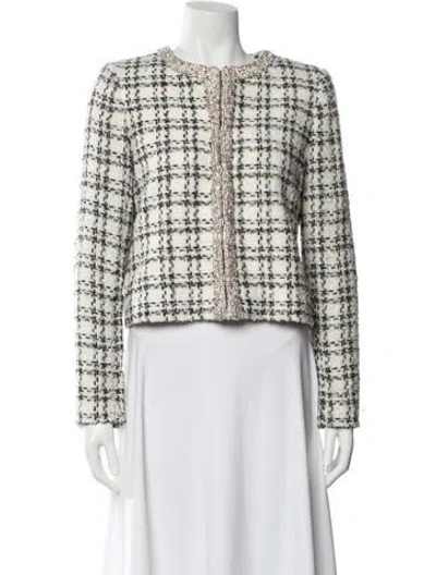 Pre-owned Alice And Olivia Tweed Pattern Evening Jacket In Neutral